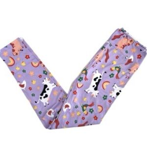 Os LuLaRoe Leggings Farm Animals On Purple RARE cows pigs chickens